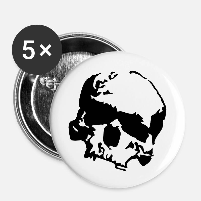 RS Skull - Buttons large 2.2''/56 mm (5-pack) - white