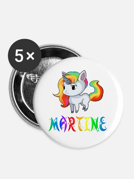 Einhorn Martine - Buttons groß 56 mm (5er Pack) - Weiß