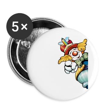 Bozo the Clown - Buttons large 2.2''/56 mm (5-pack) - white - Front