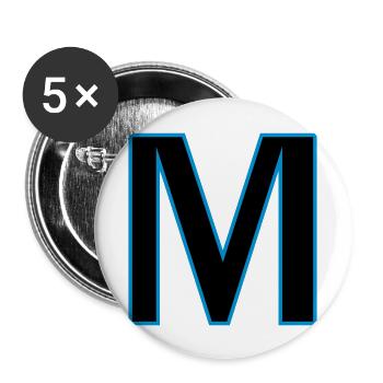 Buchstaben M Vektor - Buttons groß 56 mm (5er Pack) - Weiß - Vorne