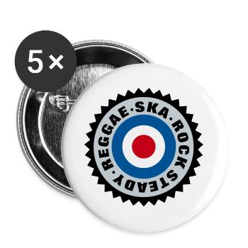 Ska, Rock Steady, Reggae Mod Target - Buttons groß 56 mm (5er Pack) - Weiß - Vorne