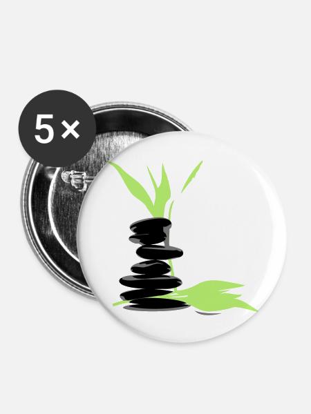 Wellness - Buttons groß 56 mm (5er Pack) - Weiß