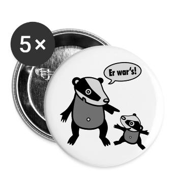 Dachs - Großer Bruder - kleiner Bruder - Buttons groß 56 mm (5er Pack) - Weiß - Vorne