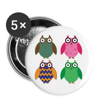 Les chouettes - Lot de 5 grands badges (56 mm) - blanc - Devant
