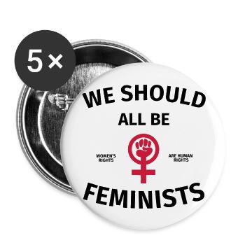 Feminismus Feministin Feminist - Buttons groß 56 mm (5er Pack) - Weiß - Vorne