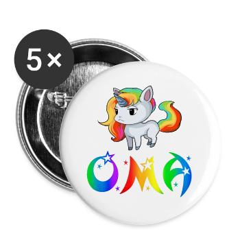 Einhorn Oma - Buttons groß 56 mm (5er Pack) - Weiß - Vorne