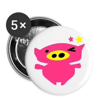 cute_pink_piggy_face_vec10_c3 - Lot de 5 grands badges (56 mm) - blanc - Devant
