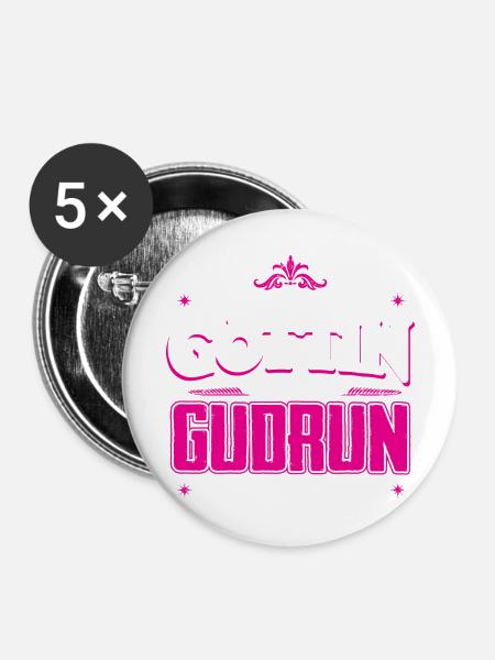 GUDRUN - Göttin - Buttons groß 56 mm (5er Pack) - Weiß