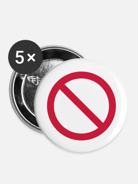verboten_f1 - Buttons groß 56 mm (5er Pack) - Weiß