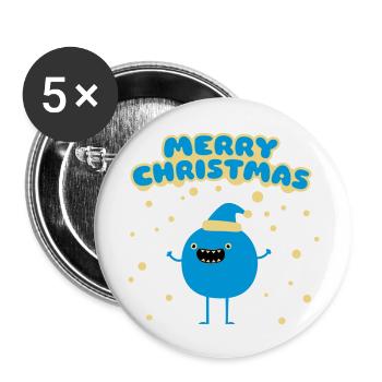 Funny Santa Claus - Merry Christmas - Buttons large 2.2''/56 mm (5-pack) - white - Front