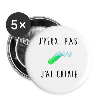 J'peux Pas J'ai Chimie Éprouvette - Lot de 5 grands badges (56 mm) - blanc - Devant
