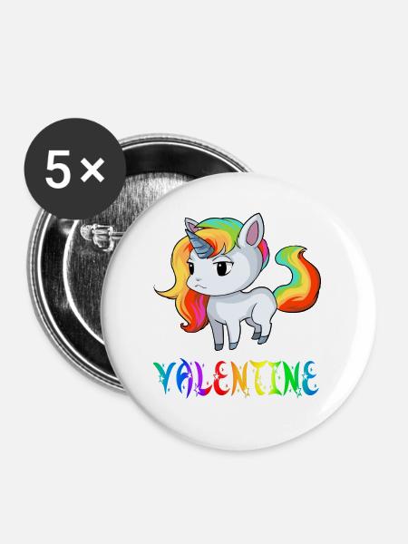 Einhorn Valentine - Buttons groß 56 mm (5er Pack) - Weiß