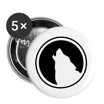 Wolf logo - Buttons large 2.2''/56 mm (5-pack) - white - Front