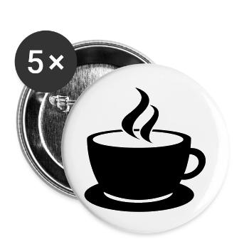 coffee cup tea cafe - Lot de 5 grands badges (56 mm) - blanc - Devant