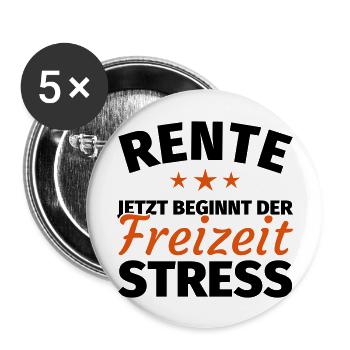 Geschenk Rente Ruhestand - Buttons groß 56 mm (5er Pack) - Weiß - Vorne