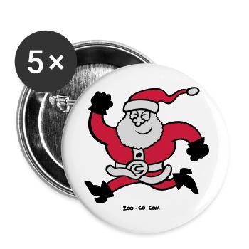 Running Santa Claus - Buttons large 2.2''/56 mm (5-pack) - white - Front