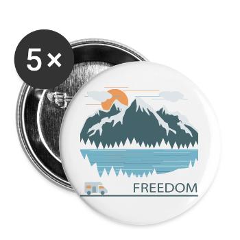 Camping - Lot de 5 grands badges (56 mm) - blanc - Devant