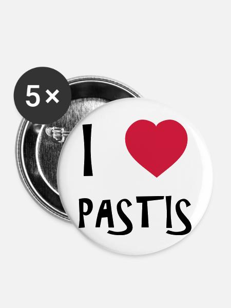I Love Pastis - Buttons groß 56 mm (5er Pack) - Weiß