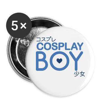 Cosplay Boy Geschenk - Buttons groß 56 mm (5er Pack) - Weiß - Vorne