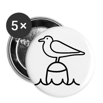 Möwe Moin - Buttons groß 56 mm (5er Pack) - Weiß - Vorne