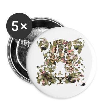 Portrait eines großen Leoparden - Buttons groß 56 mm (5er Pack) - Weiß - Vorne