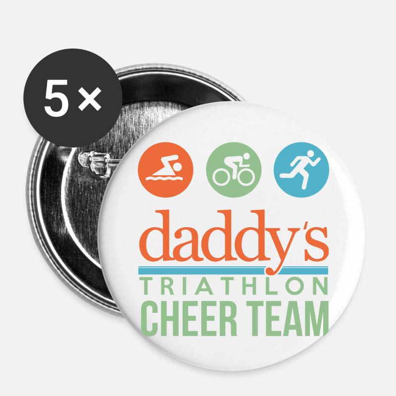 Triathlon Cheer Team - Buttons large 2.2''/56 mm (5-pack) - white