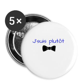 noeud papillon - Lot de 5 grands badges (56 mm) - blanc - Devant