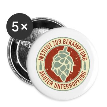 Institut Unterhopfung Geschenk - Buttons groß 56 mm (5er Pack) - Weiß - Vorne