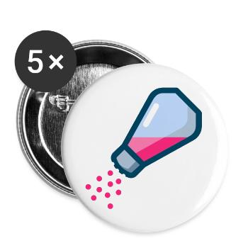 pepper salt pfeffer salz shaker streuer2 - Buttons groß 56 mm (5er Pack) - Weiß - Vorne