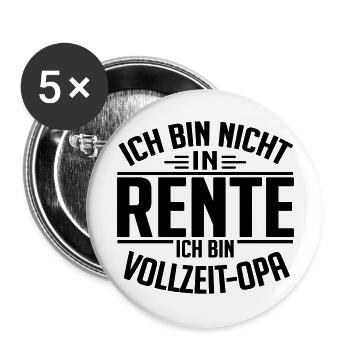 Vollzeit Opa - Buttons groß 56 mm (5er Pack) - Weiß - Vorne