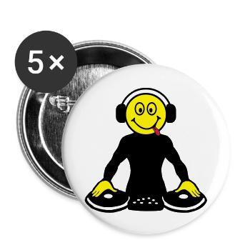 DJ - Lot de 5 grands badges (56 mm) - blanc - Devant