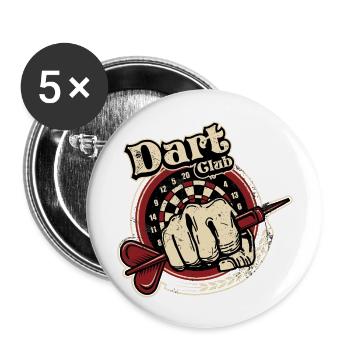 Dart Club 2 - Dart T-Shirts RAHMENLOS - Sport Club - Buttons groß 56 mm (5er Pack) - Weiß - Vorne