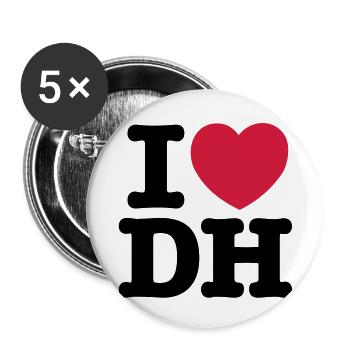 I Love DH Downhill Mountain Biking - Buttons groß 56 mm (5er Pack) - Weiß - Vorne