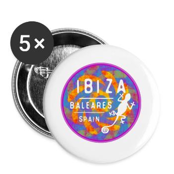 Colored Ibiza Balearic Islands Island Illustration - Buttons large 2.2''/56 mm (5-pack) - white - Front