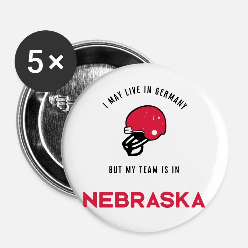 Nebraska - Buttons groß 56 mm (5er Pack) - Weiß