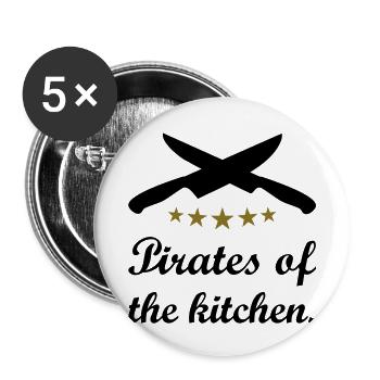 Pirates de la cuisine. Chef cuisinier - Lot de 5 grands badges (56 mm) - blanc - Devant
