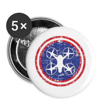 Rundes Zeichen mit Quadrocopter in der Mitte - Buttons groß 56 mm (5er Pack) - Weiß - Vorne
