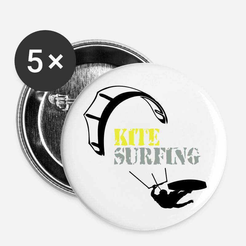 Kitesurfing - Buttons groß 56 mm (5er Pack) - Weiß