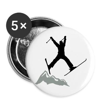 ski jump / ski jumper mountains - Buttons groß 56 mm (5er Pack) - Weiß - Vorne