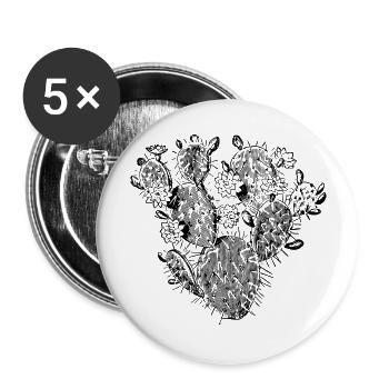 Kaktus mit Blumen-Kaktus Liebhaber Geschenkidee - Buttons groß 56 mm (5er Pack) - Weiß - Vorne
