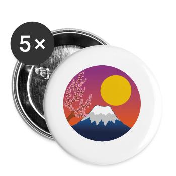 Mount Fuji manga - Buttons large 2.2''/56 mm (5-pack) - white - Front