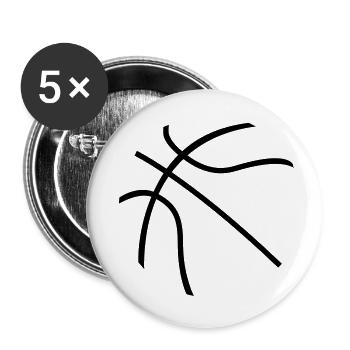 basketball - Lot de 5 grands badges (56 mm) - blanc - Devant