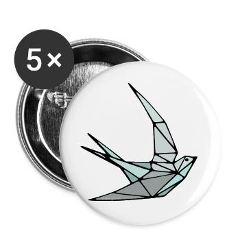 Bird (Schwalbe) Origami - Buttons groß 56 mm (5er Pack) - Weiß - Vorne