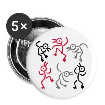 Hommes-Oiseaux qui dansent 3 Couleurs par Cheerful - Lot de 5 grands badges (56 mm) - blanc - Devant