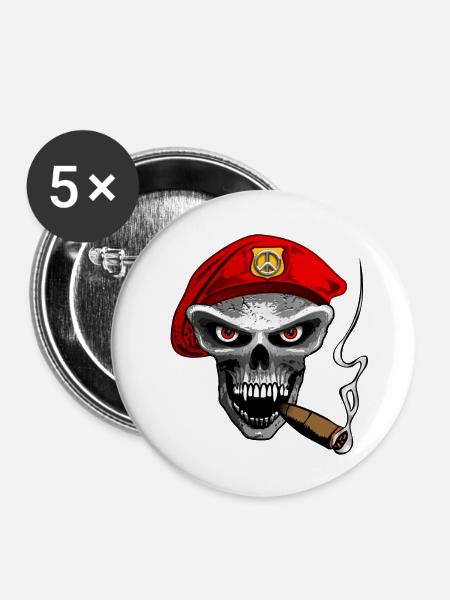 peace army skull - Buttons groß 56 mm (5er Pack) - Weiß