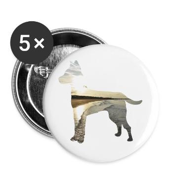 Hund-Nordsee - Buttons groß 56 mm (5er Pack) - Weiß - Vorne
