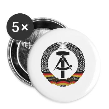 DEUTSCHES ARBEITERWAPPEN OSSI OSTALGIE DDR - Buttons groß 56 mm (5er Pack) - Weiß - Vorne