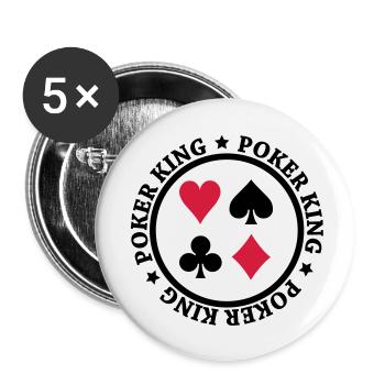 Poker King Design - Buttons groß 56 mm (5er Pack) - Weiß - Vorne