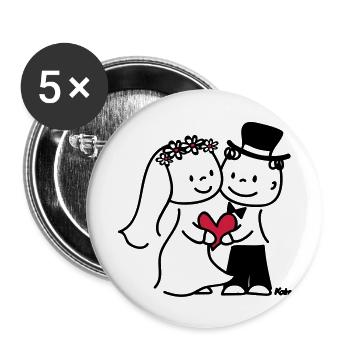 Brautpaar (c) - Buttons groß 56 mm (5er Pack) - Weiß - Vorne