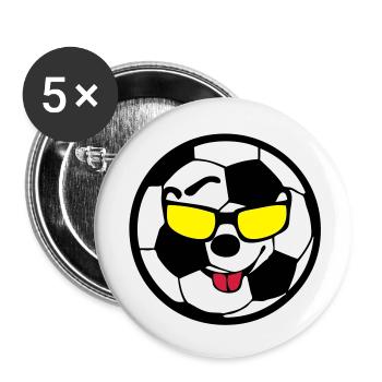 Football soccer ball smiley1 - Buttons large 2.2''/56 mm (5-pack) - white - Front